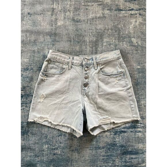 Old Navy Light Wash High Rise Button Fly Distressed Cut Off Shorts Girls 16 - Picture 1 of 7